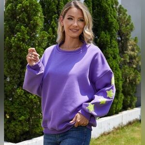 Purple Sweatshirt with Star Accents